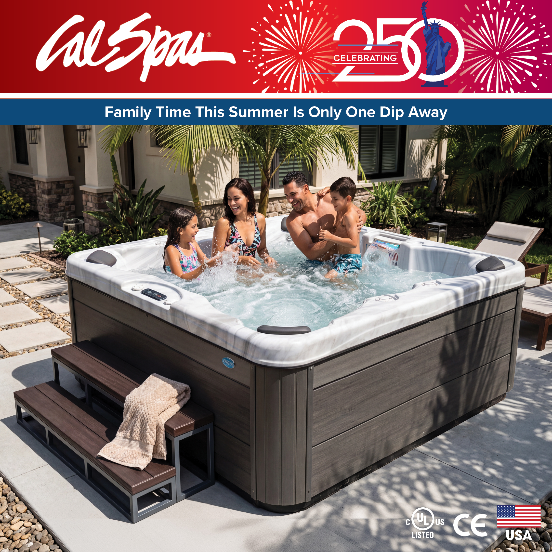 Calspas hot tub being used in a family setting - Sanford